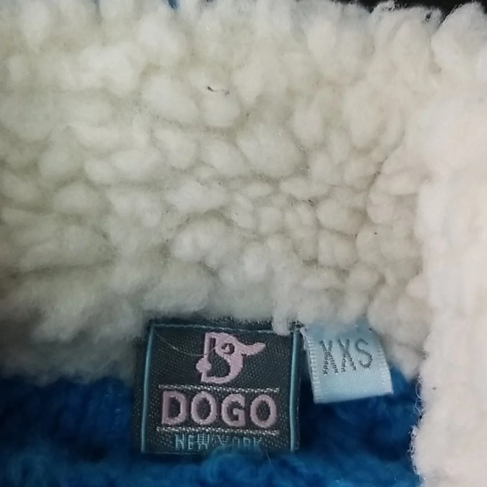 Blue Knit Cable Dog Sweater with Sherpa Collar